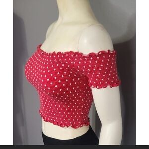 Red Polka Dot Off-Shoulder Top